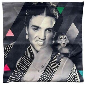 Frida Kahlo & Monkey 18 X 18 Pillow Cover Designer Accent Pillow Mexican Artist